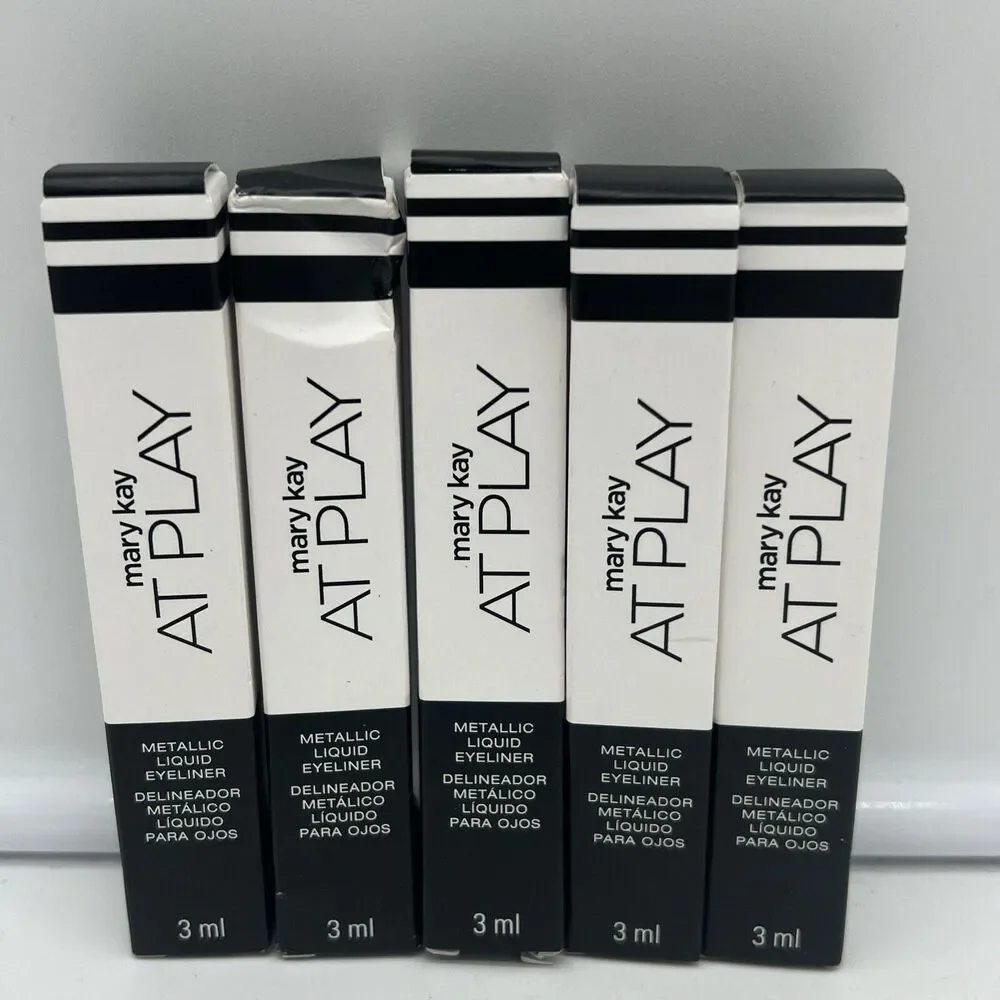 Lot Of 5 NIB Mary Kay At Play Metallic Liquid Eyeliner Silver #177981-Free Ship!